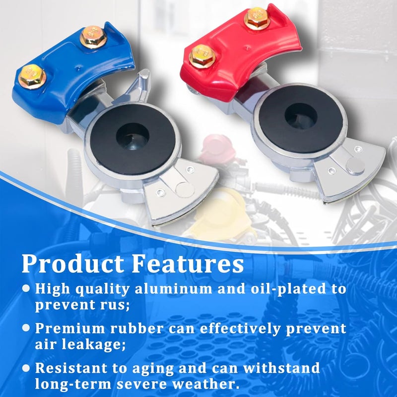 YiaChuii Glad Hands, 3 Set Blue & Red Aluminum Emergency Gladhands for Semi Trucks Trailers Air Lines 6 Glad Hand Seals - Image 5